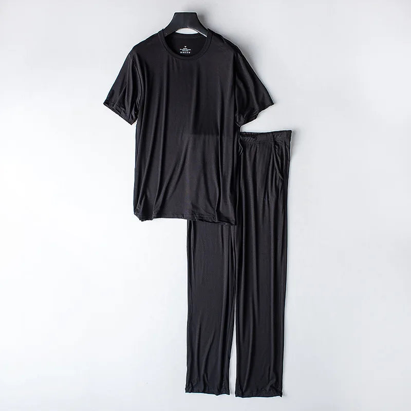 Pijama de hombre con remera de manga corta y pantalón largo