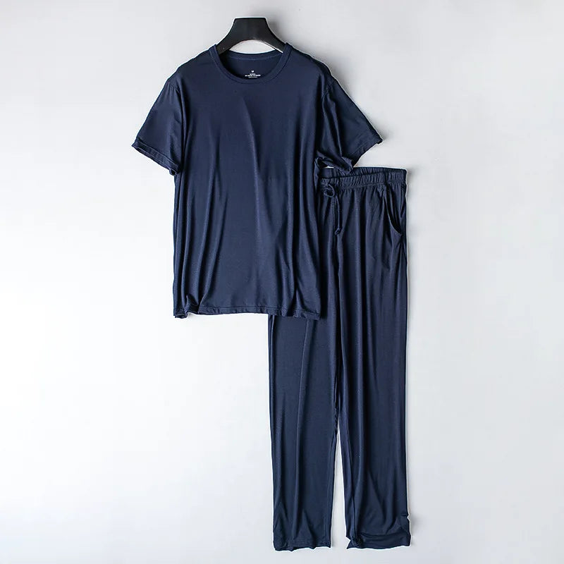 Pijama de hombre con remera de manga corta y pantalón largo
