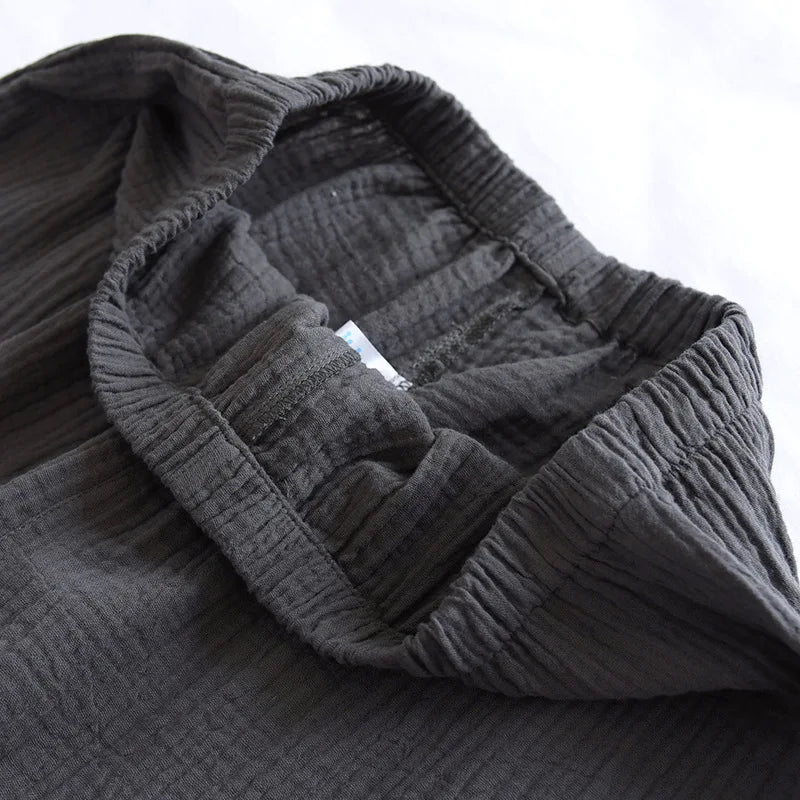 Pijama camisero de hombre de algodón liso