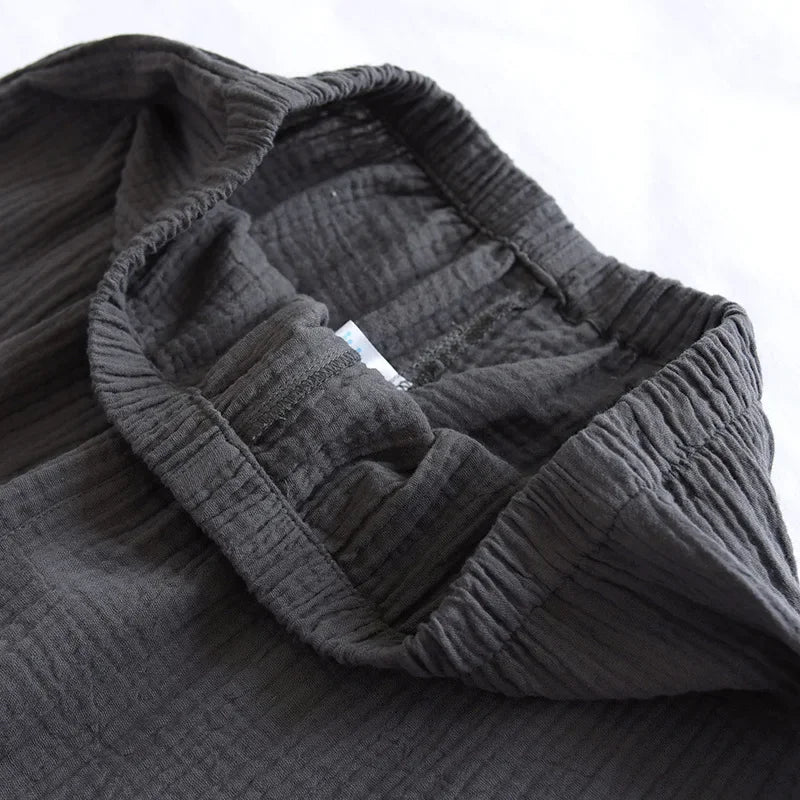 Pijama camisero de hombre de algodón liso