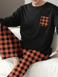Pijama largo de hombre con pantalón a cuadros