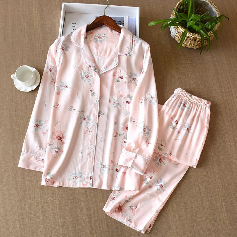 Pijama camisero de mujer de viscosa con estampas