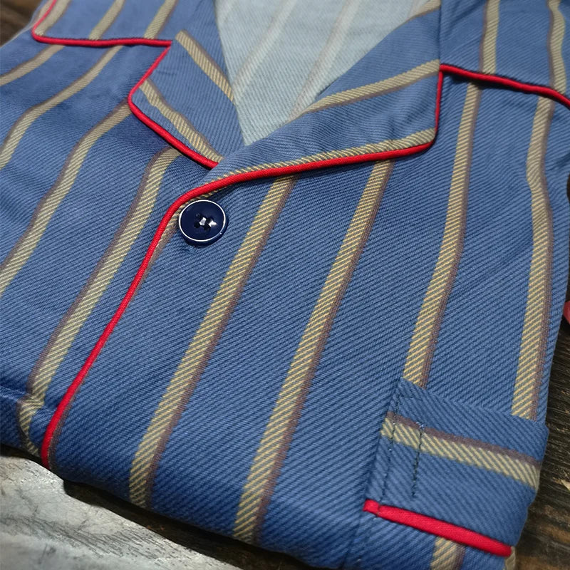 Pijama camisero de hombre de poliéster con pantalón largo