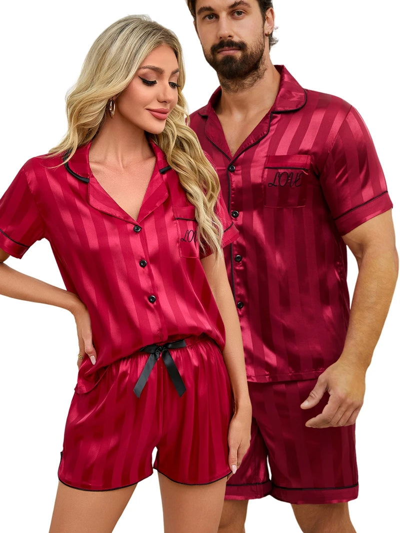 Pijama corto camisero de hombre a rayas