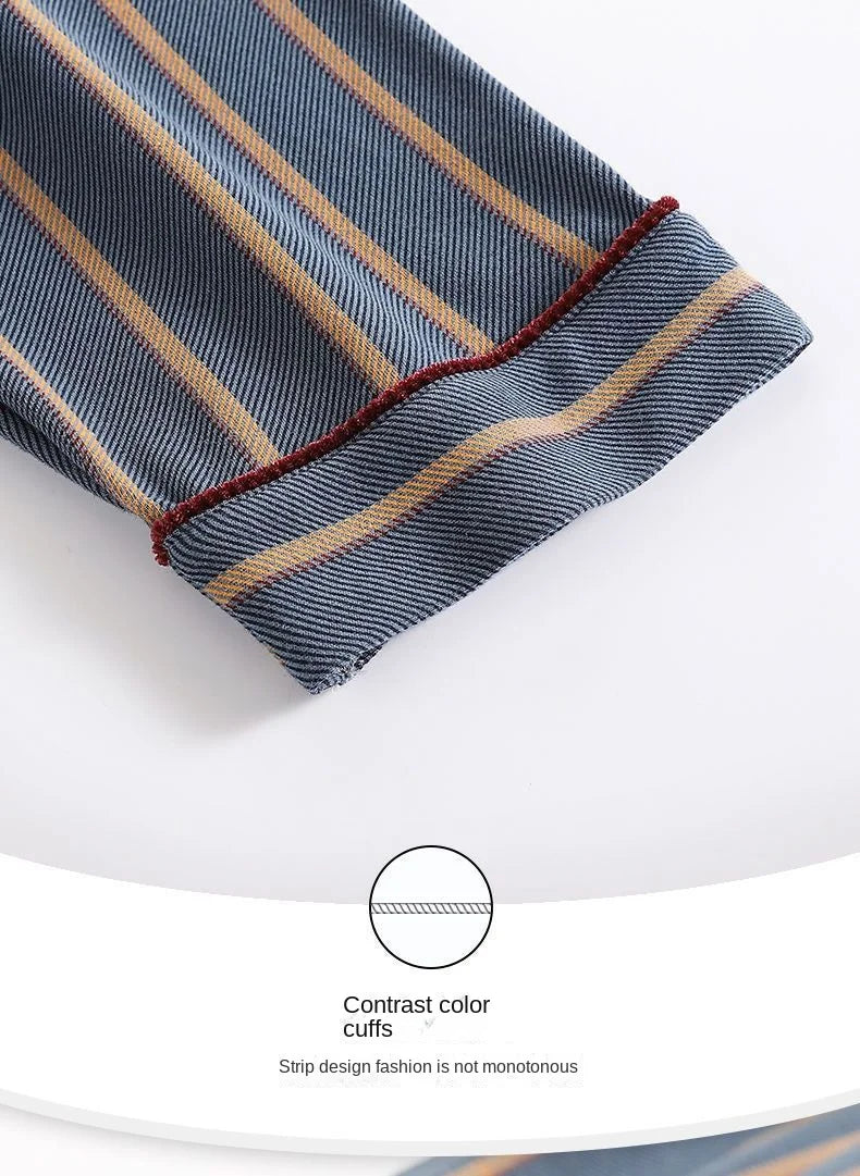 Pijama camisero de hombre de poliéster con pantalón largo