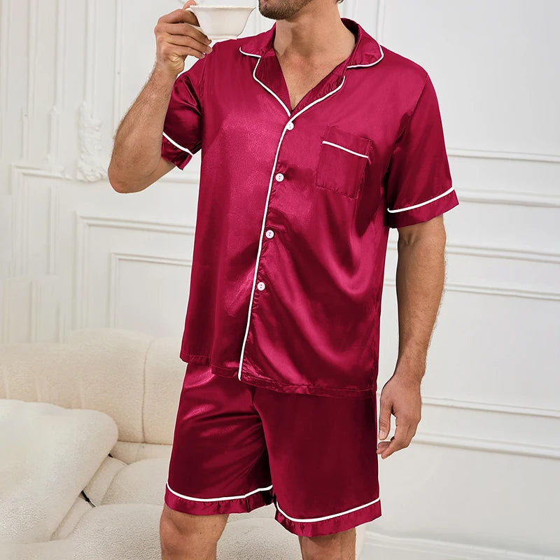 Pijama corto de hombre con estampado a cuadros