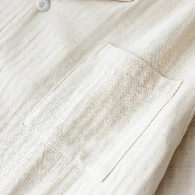 Pijama camisero de hombre de algodón con manga larga
