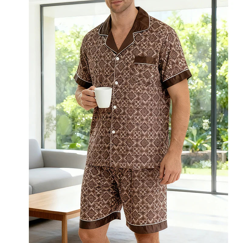 Pijama corto de hombre con estampado a cuadros