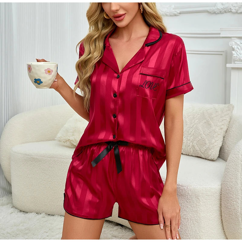 Pijama corto camisero de hombre a rayas