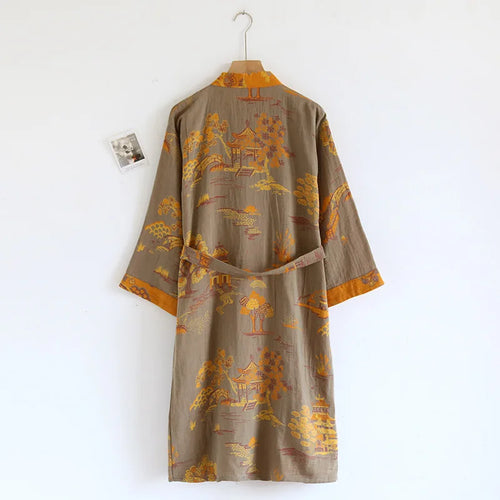 Bata kimono de hombre de algodón con cinturón