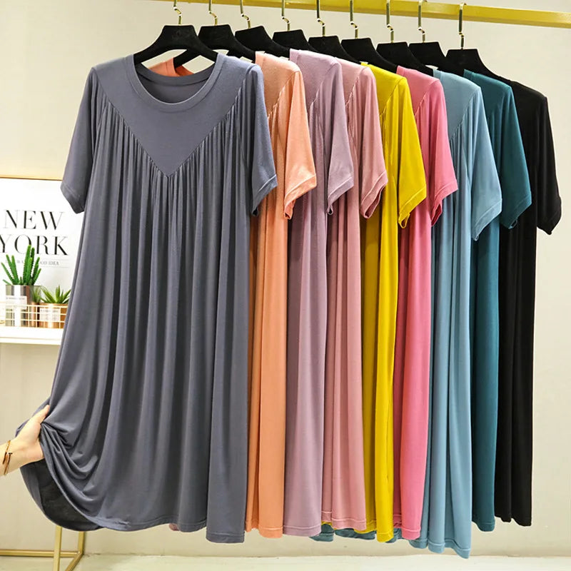 Camisón de mujer de modal liso con manga corta