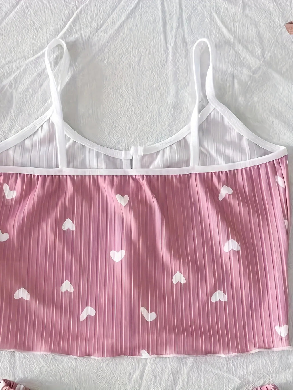 Pijama de mujer con corazones y musculosa corta con moño