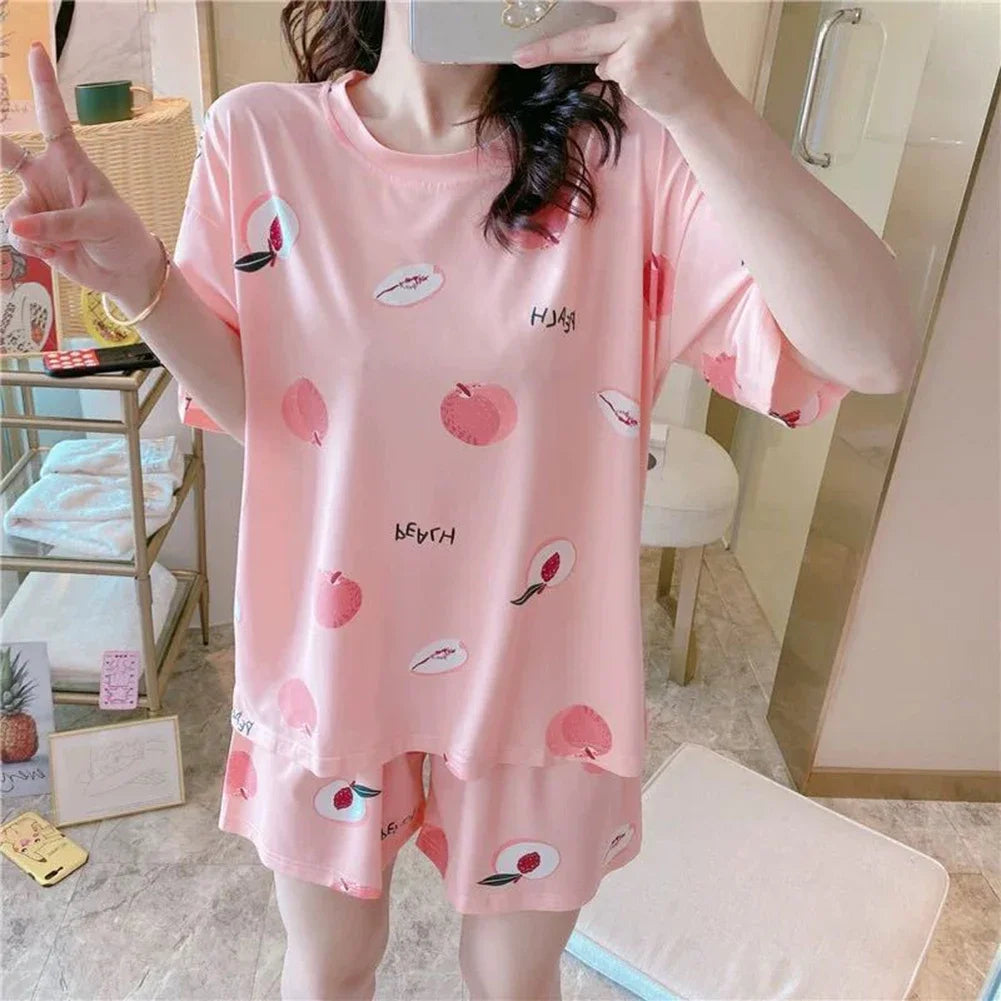 Pijama corto de mujer estampado de calce holgado