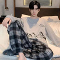 Pijama largo liviano de hombre con pantalón cuadrillé