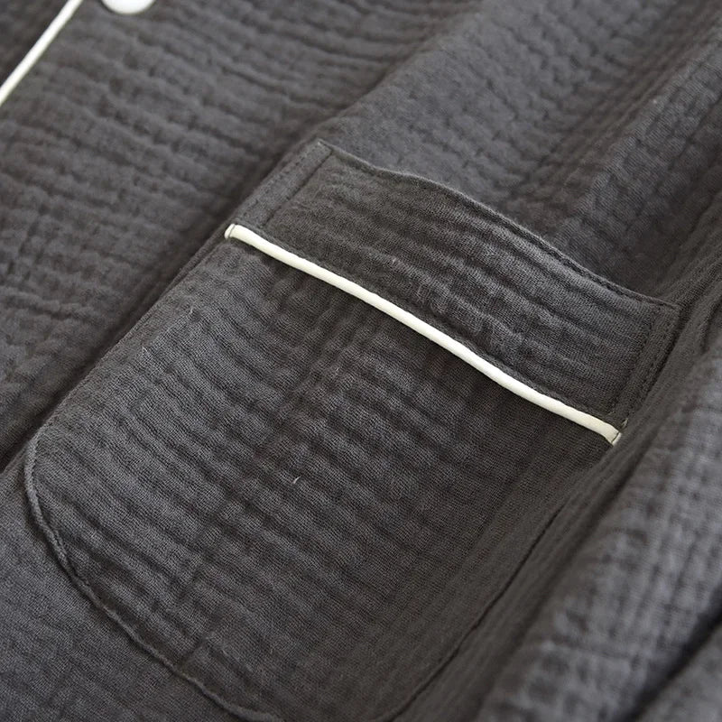 Pijama camisero de hombre de algodón liso