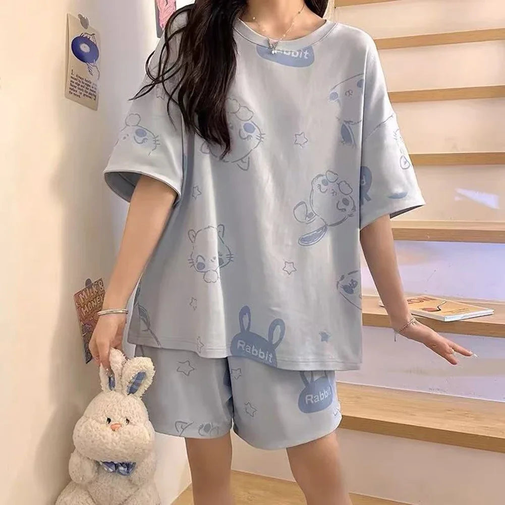 Pijama corto de mujer estampado de calce holgado