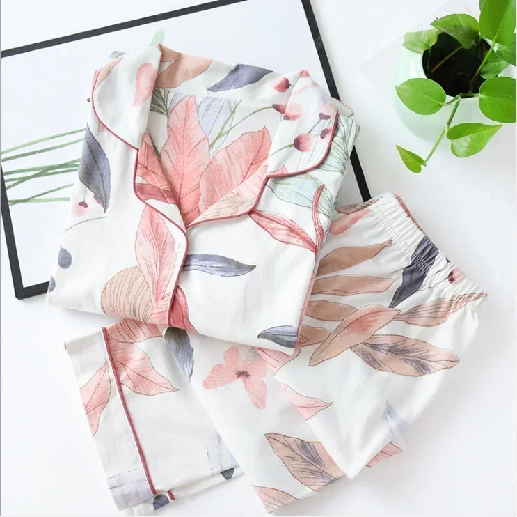 Pijama camisero de mujer de viscosa con estampas