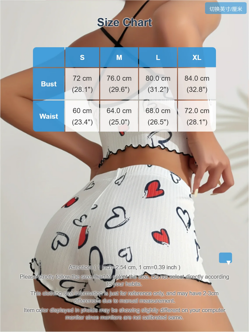Pijama de mujer con corazones y musculosa corta con moño