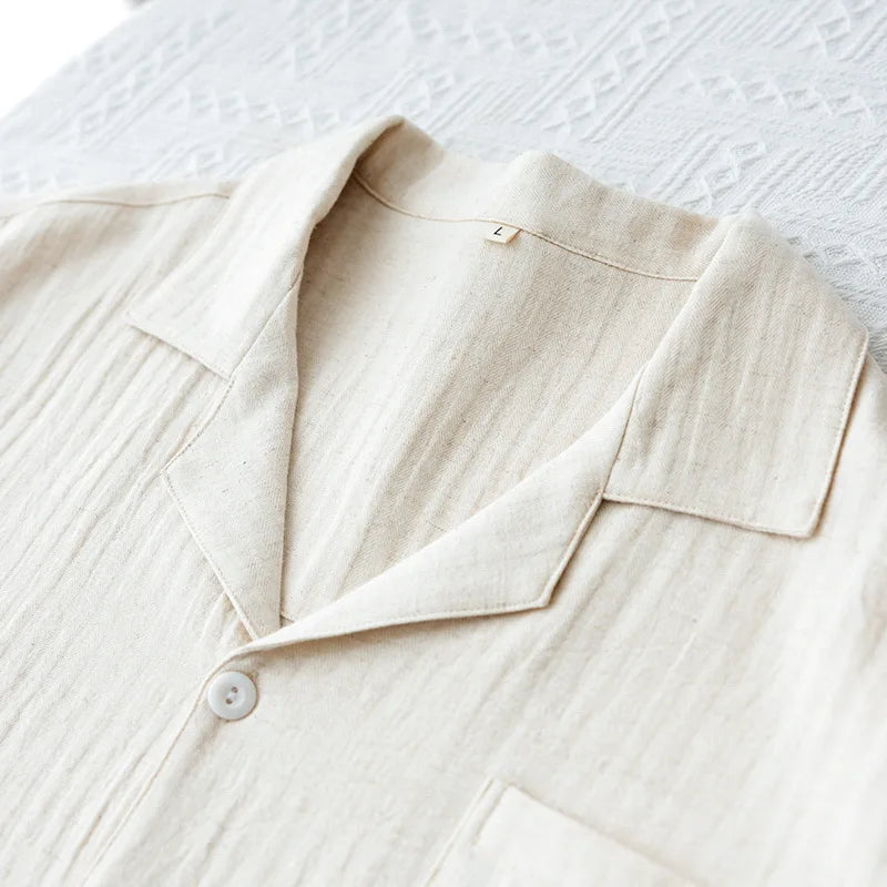 Pijama camisero de hombre de algodón con manga larga