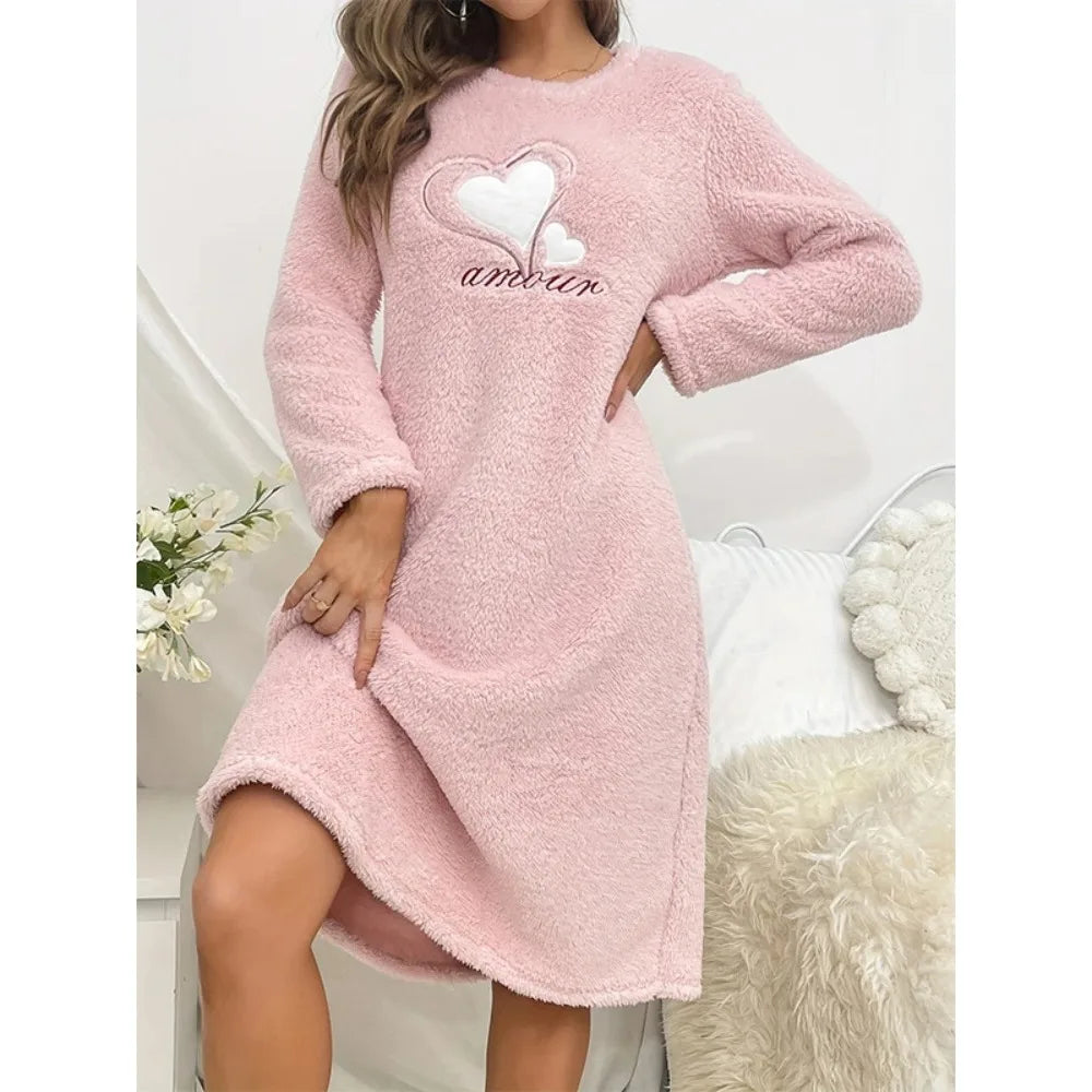 Camisón de mujer de franela gruesa y manga larga
