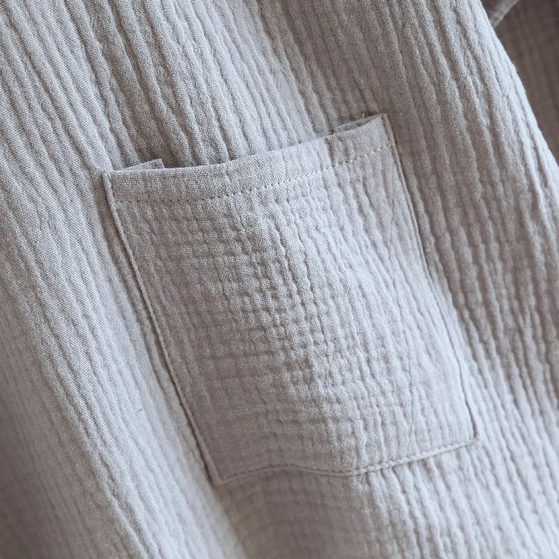 Pijama de hombre de algodón estilo kimono con pantalón largo
