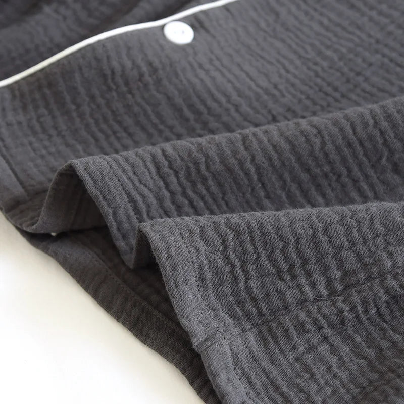 Pijama camisero de hombre de algodón liso
