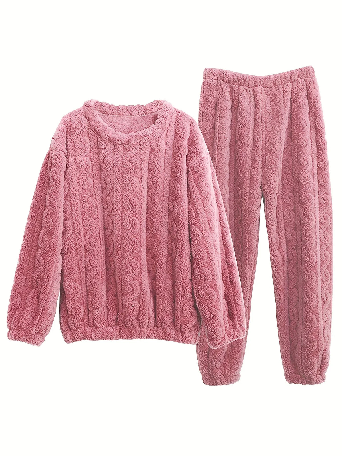 Pijama de mujer de polar grueso con textura jacquard
