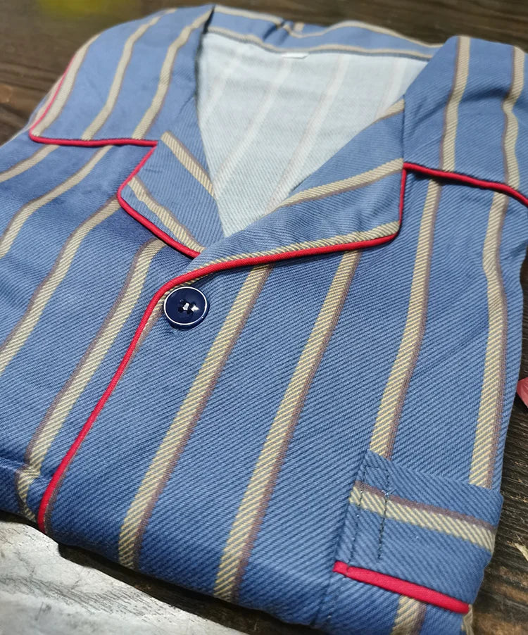 Pijama camisero de hombre de poliéster con pantalón largo