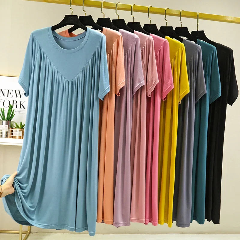 Camisón de mujer de modal liso con manga corta