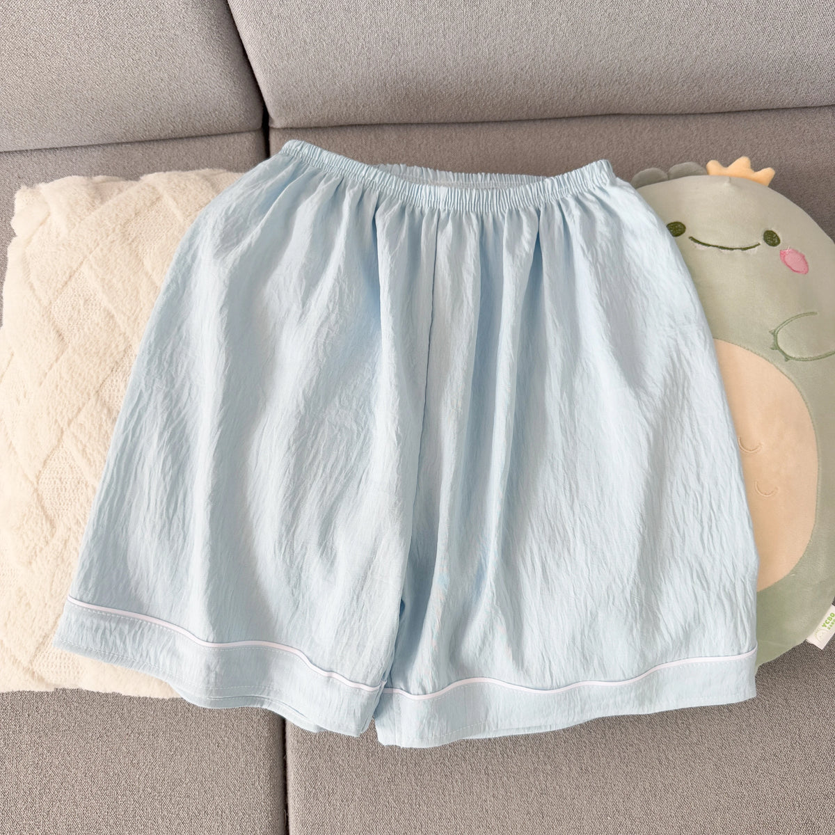 Pijama corto de hombre liso con camisa de solapas