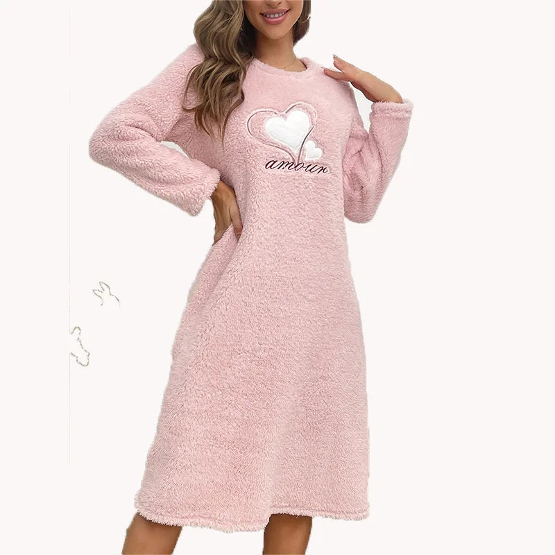 Camisón de mujer de franela gruesa y manga larga