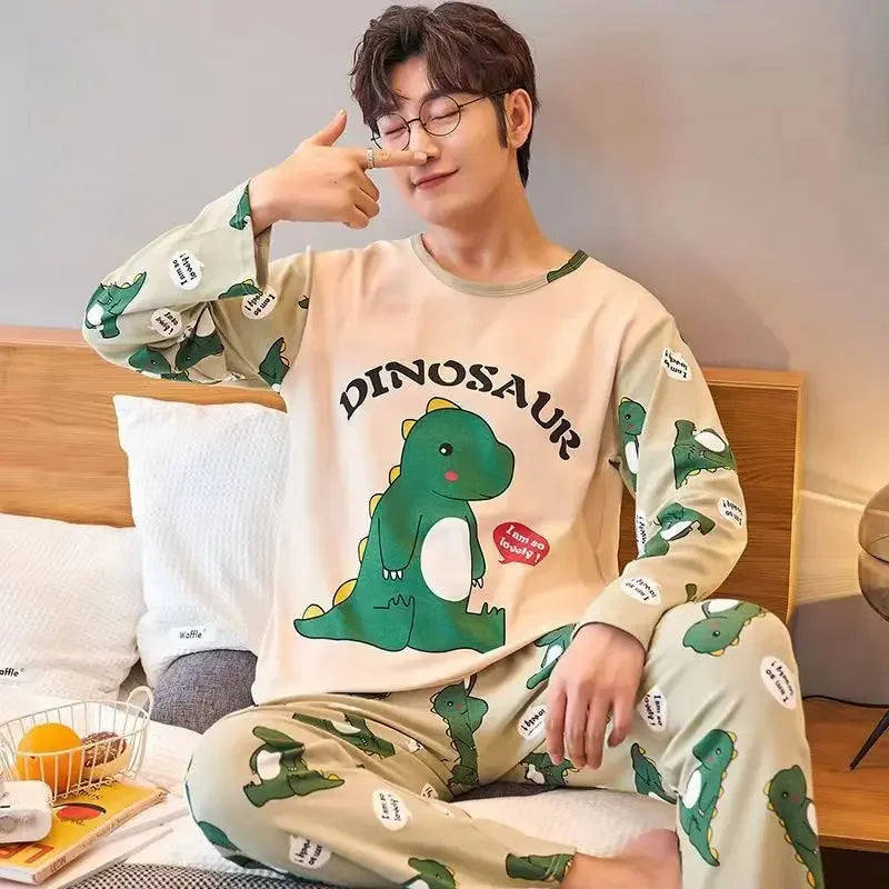 Pijama largo liviano de hombre con pantalón cuadrillé
