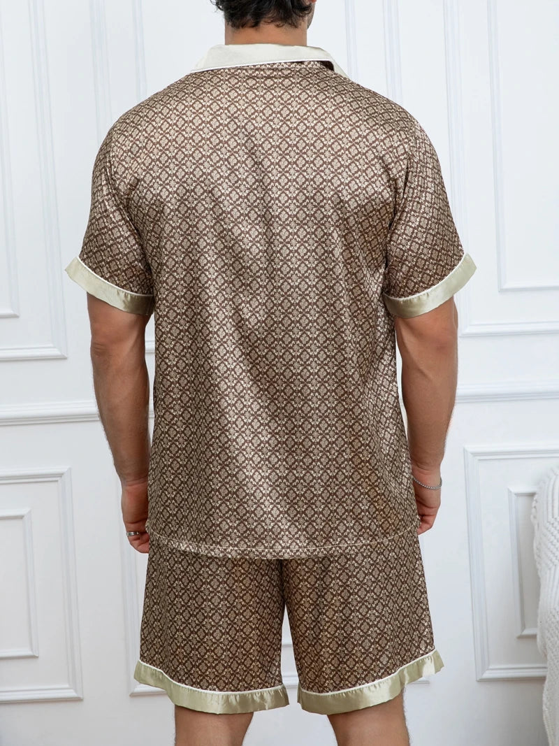 Pijama corto de hombre con estampado a cuadros