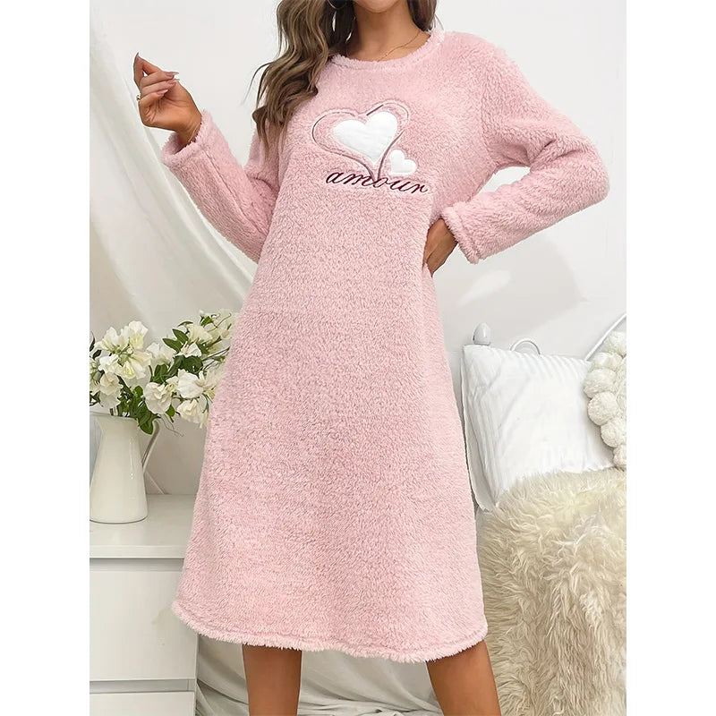 Camisón de mujer de franela gruesa y manga larga