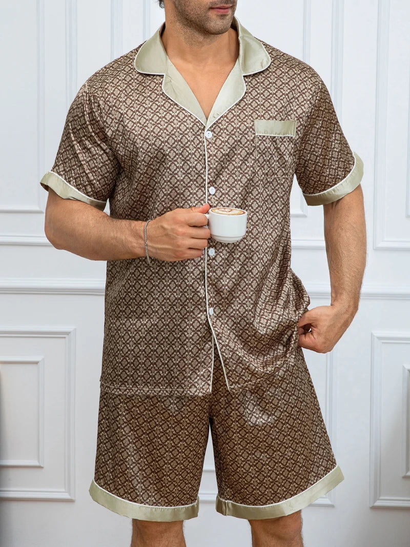 Pijama corto de hombre con estampado a cuadros