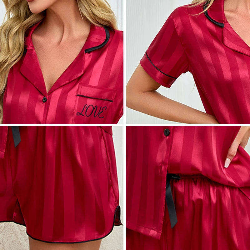 Pijama corto camisero de hombre a rayas