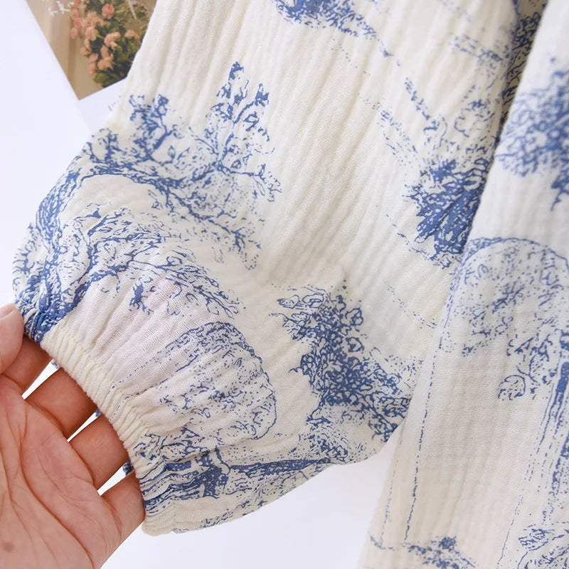 Camisón de algodón estampado con escote en V
