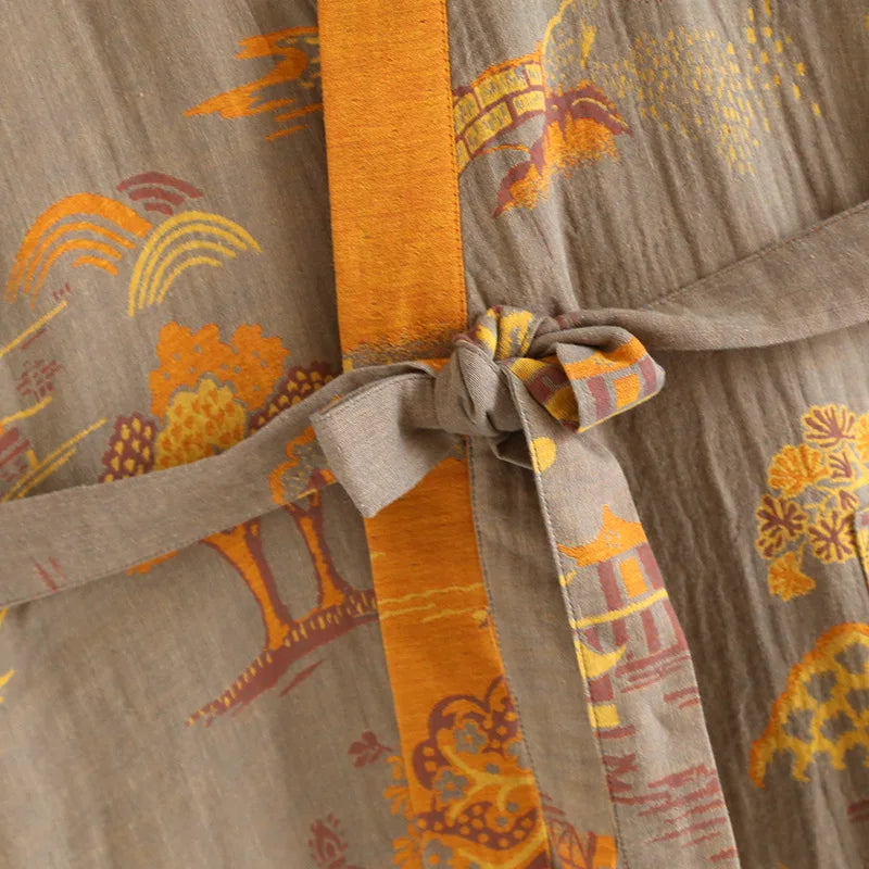 Bata kimono de hombre de algodón con cinturón