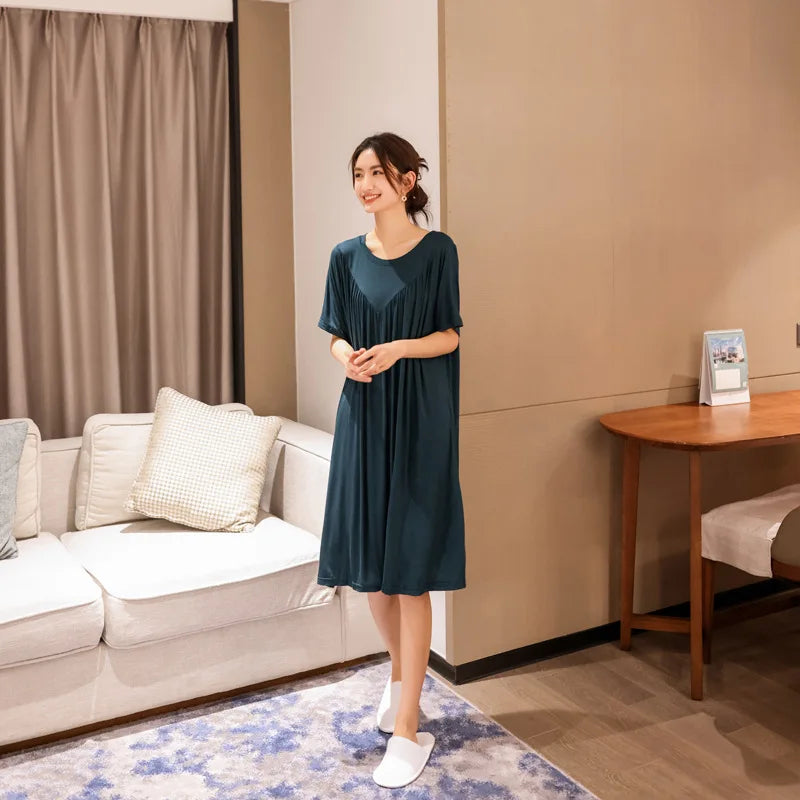 Camisón de mujer de modal liso con manga corta