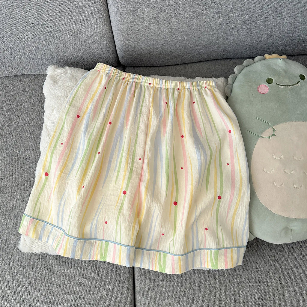 Pijama corto de mujer estampado con cuello de solapas