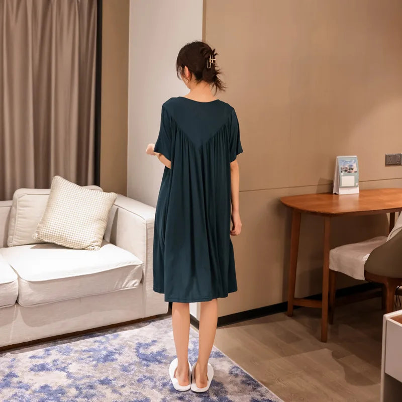 Camisón de mujer de modal liso con manga corta