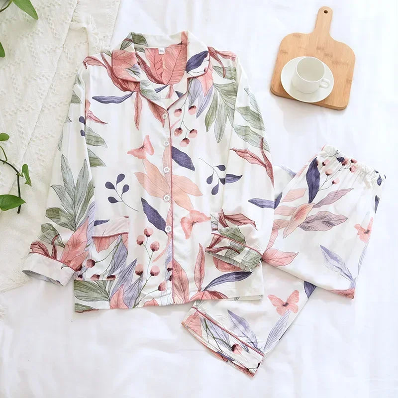 Pijama camisero de mujer de viscosa con estampas