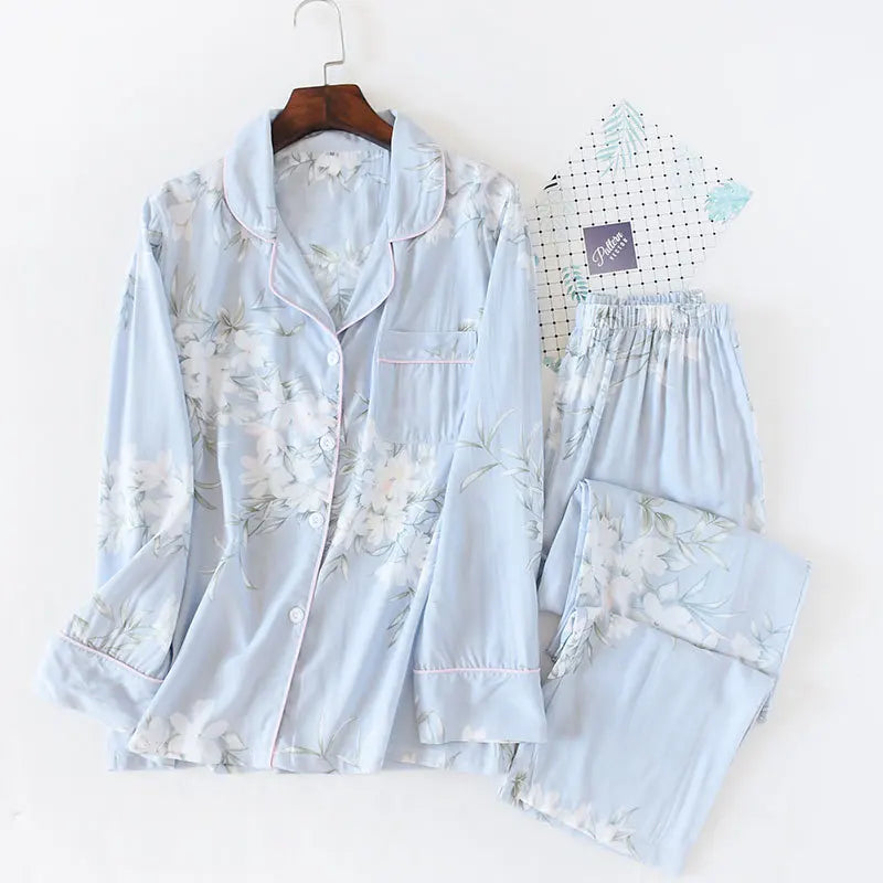 Pijama camisero de mujer de viscosa con estampas