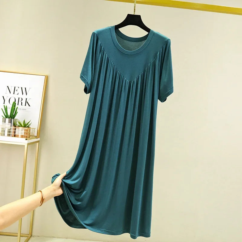 Camisón de mujer de modal liso con manga corta