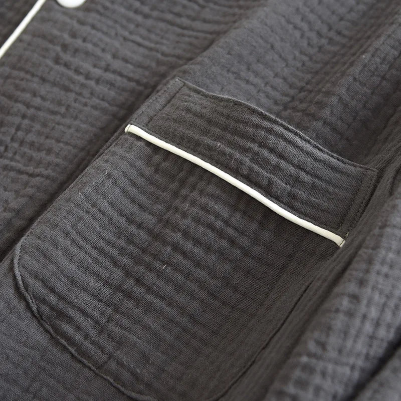 Pijama camisero de hombre de algodón liso