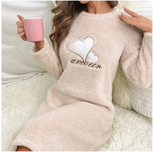 Camisón de mujer de franela gruesa y manga larga