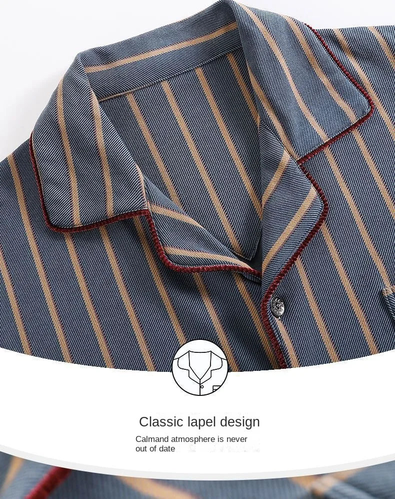 Pijama camisero de hombre de poliéster con pantalón largo