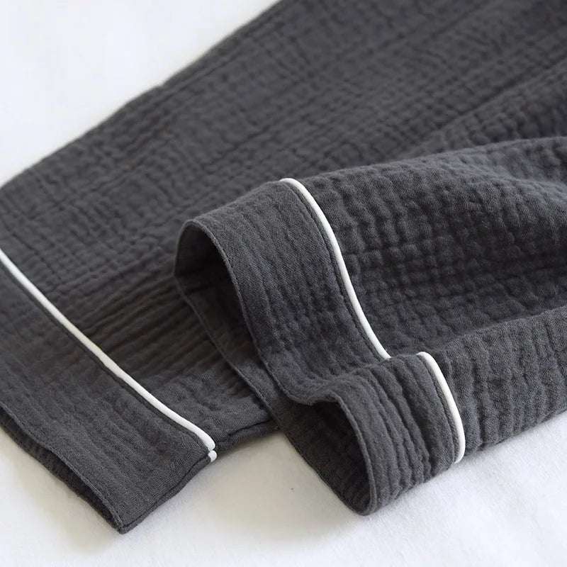 Pijama camisero de hombre de algodón liso