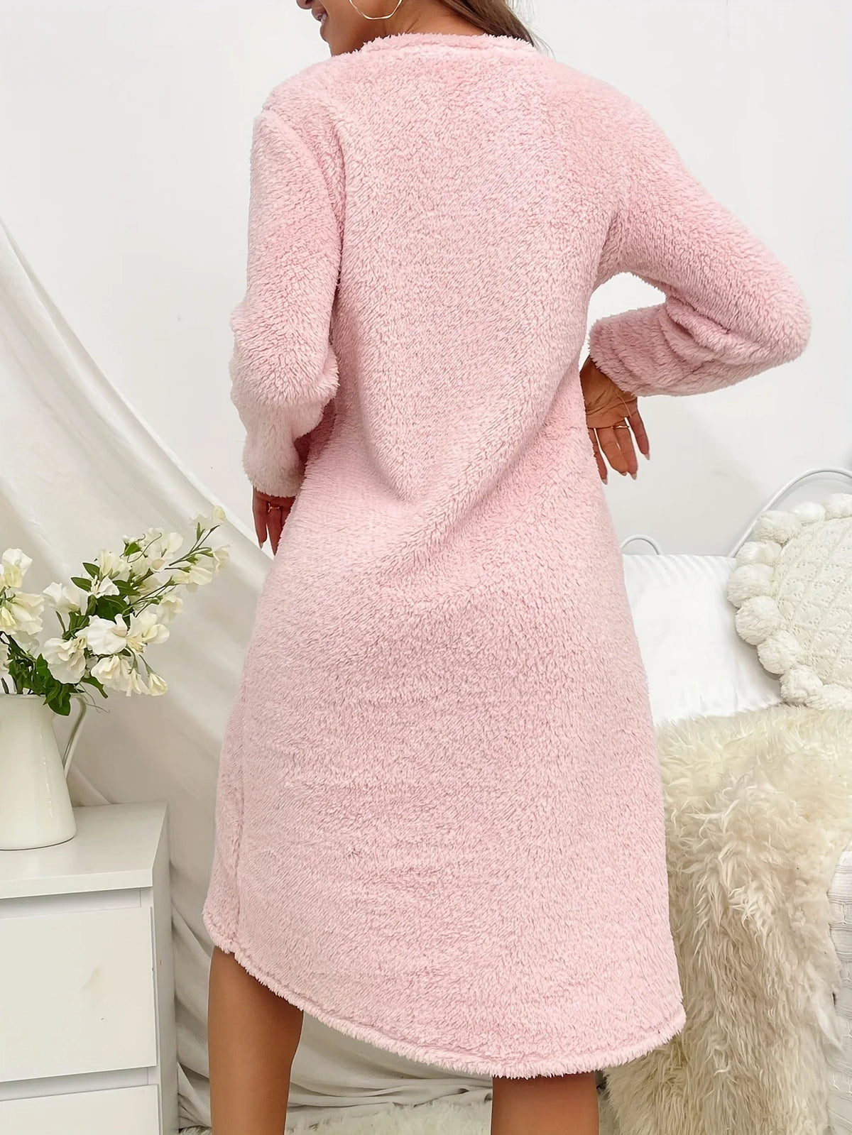 Camisón de mujer de franela gruesa y manga larga