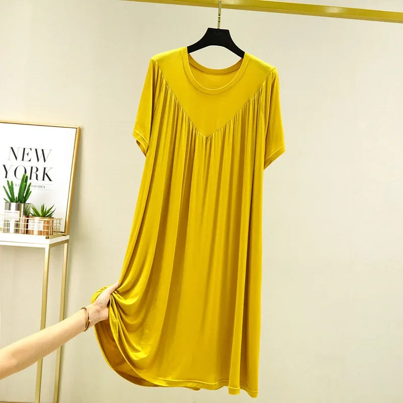 Camisón de mujer de modal liso con manga corta